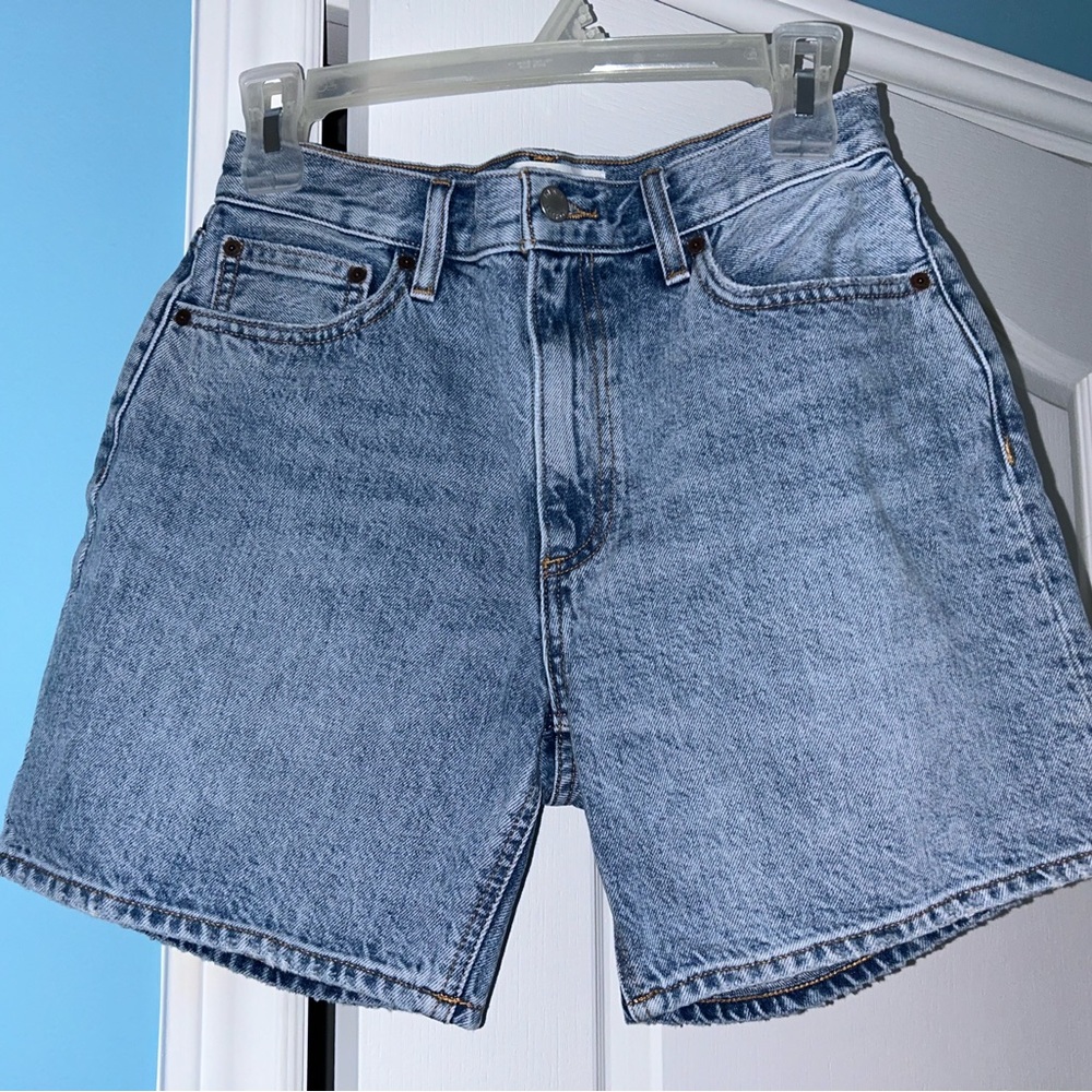 Denim Forum The City Slim Mid Thigh Shorts